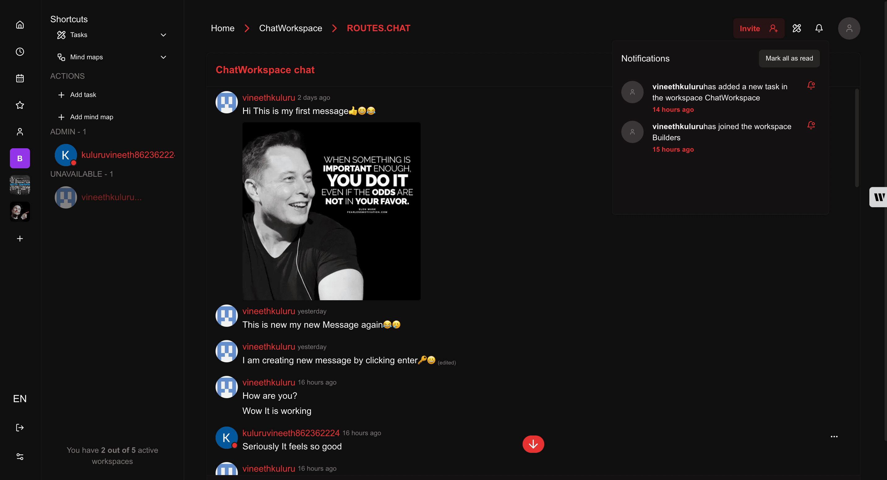 Task Content Add Image by link page - dark theme