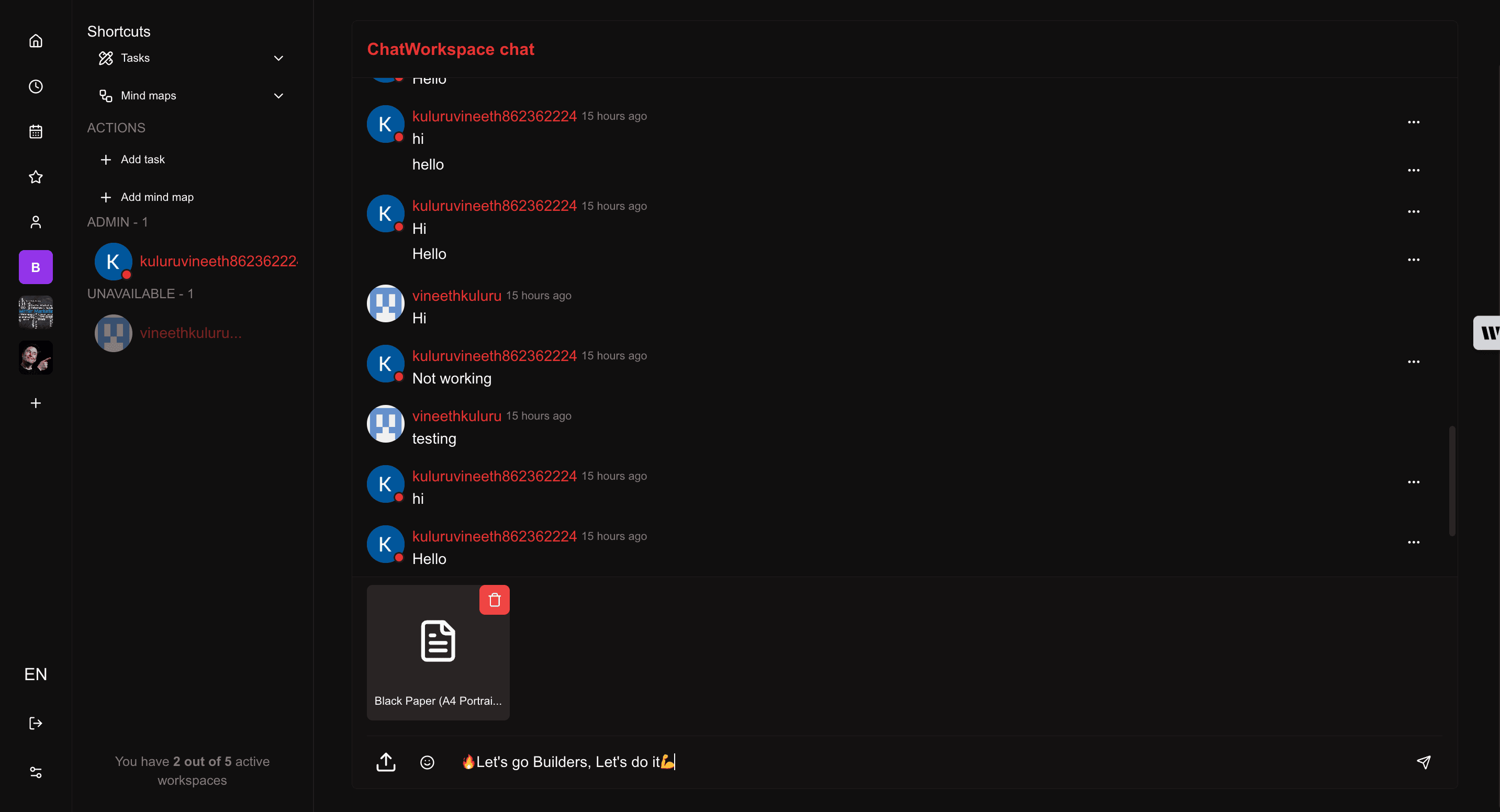 Task Content Add Image by link page - dark theme