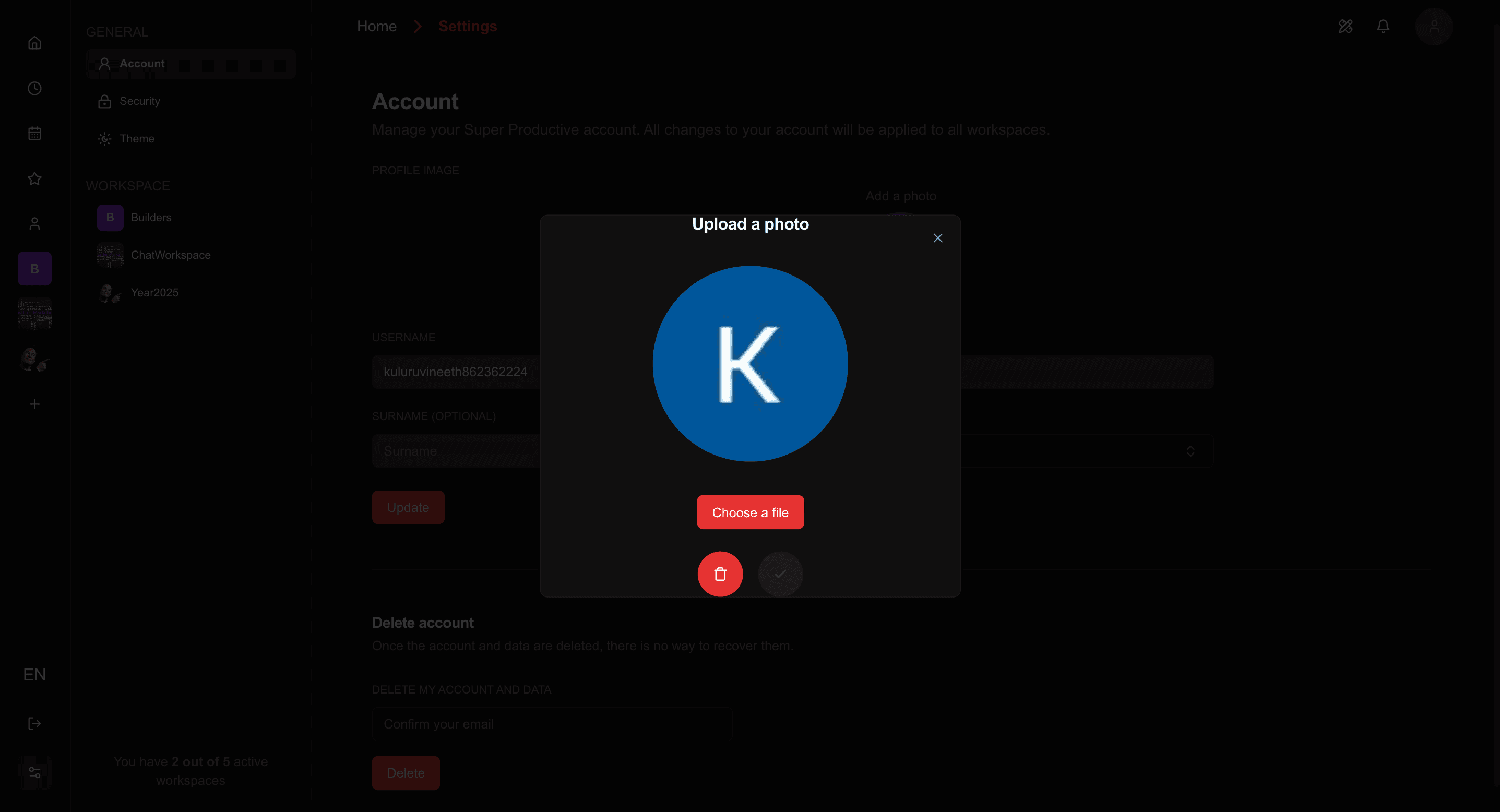 Task Content Add Image from device page - dark theme